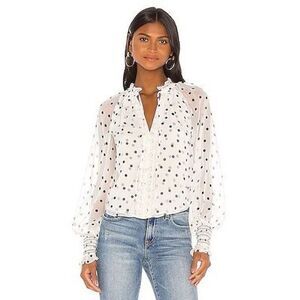 Tularosa Andora Blouse in Black White Polka Dot Large
